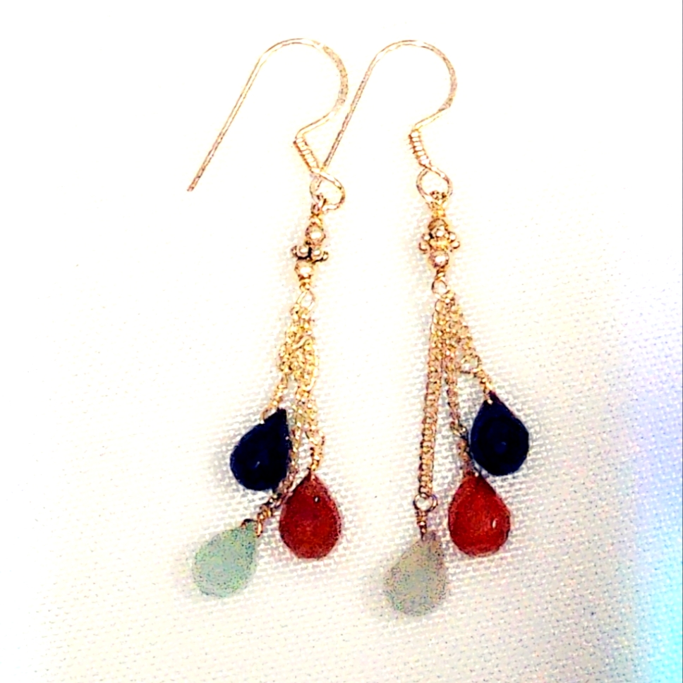 Sterling Silver Gemstone Dangle Earrings
